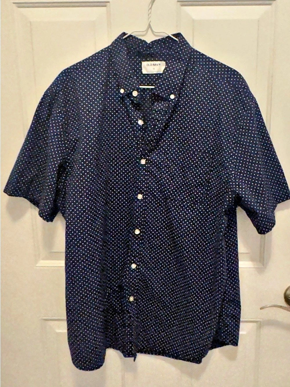 Old Navy Men's Polka Dot Button Down Blue & White Size XL